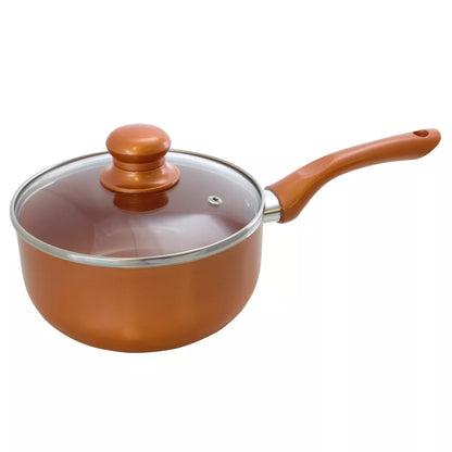 Better Chef 1.5 Qt. Copper Colored Ceramic Coated Saucepan with glass lid