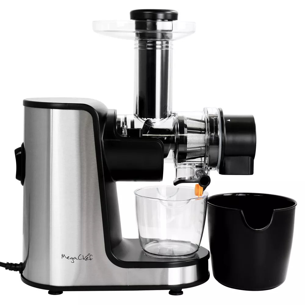 MegaChef Masticating Slow Juicer Extractor with Reverse Function, Cold Press Juicer Machine with Quiet Motor