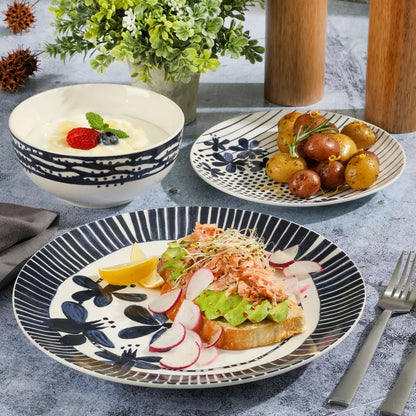 Gibson Home Eliza 12 Piece Ceramic Dinnerware Set