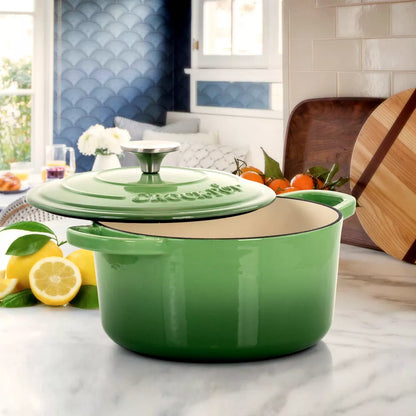 Crock-Pot Artisan 2 Piece 5 Quarts Enameled Cast Iron Dutch Oven in Pistachio Green