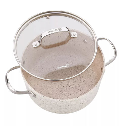 Korkmaz Granita 2.5 Liter Aluminum Nonstick Low Casserole with Lid in Tan