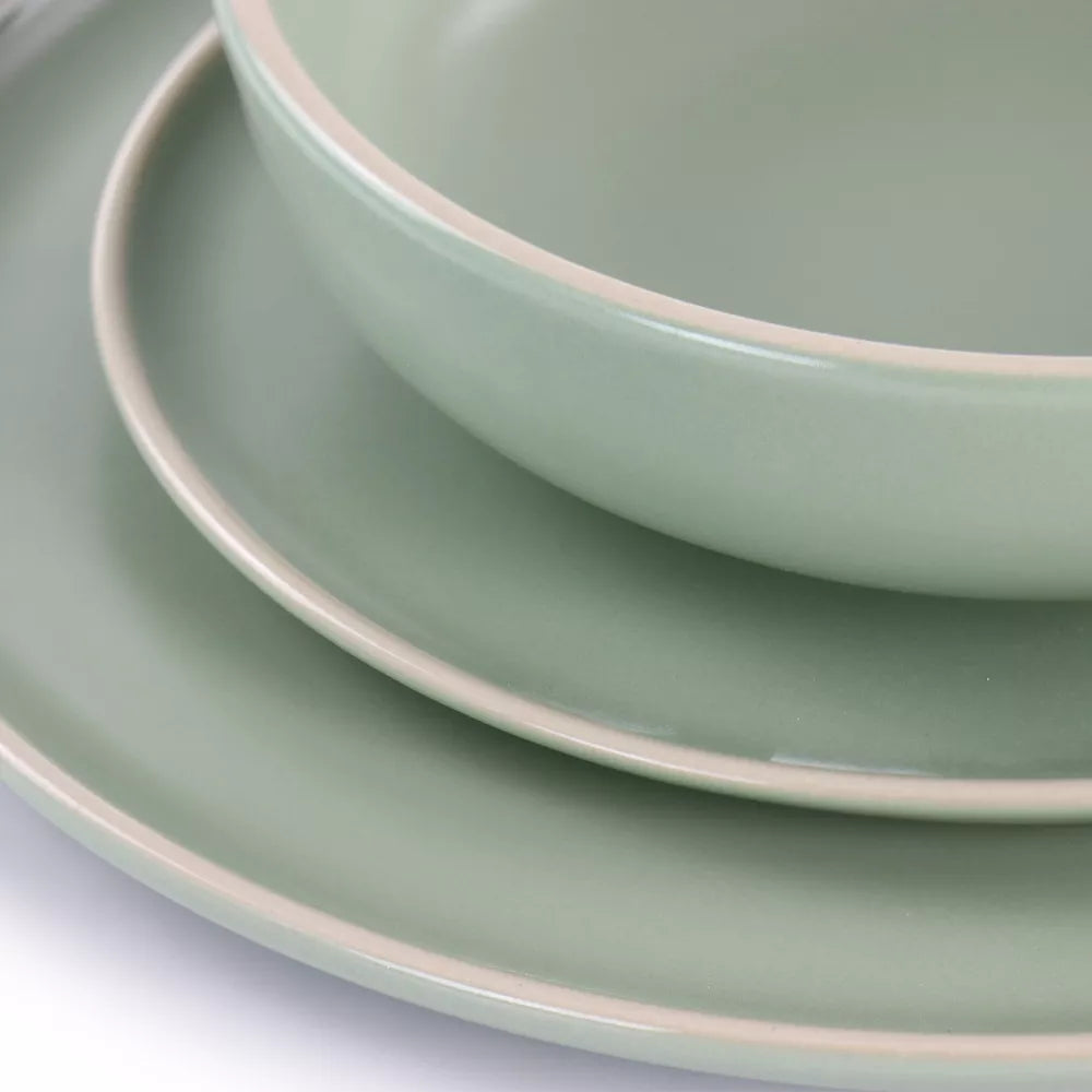 Gibson Elite Serenade 12 Piece Round Stoneware Dinnerware Set in Green