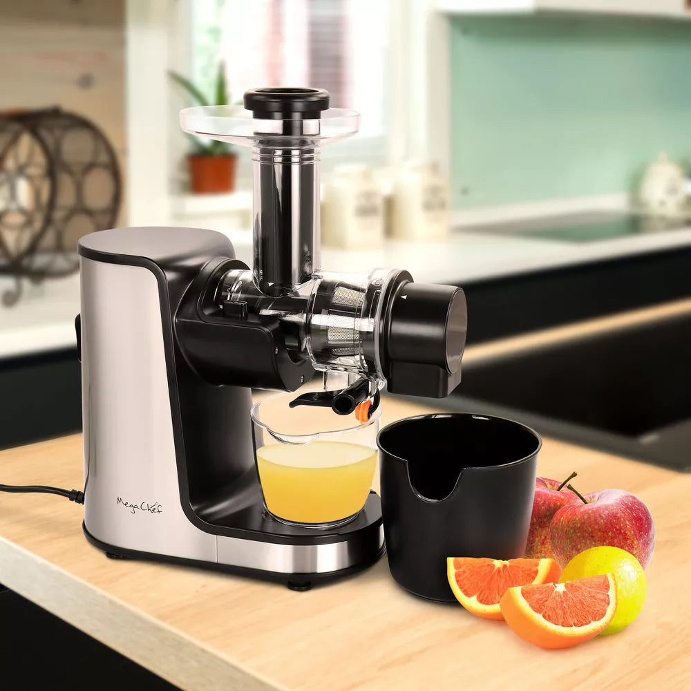 MegaChef Masticating Slow Juicer Extractor with Reverse Function, Cold Press Juicer Machine with Quiet Motor