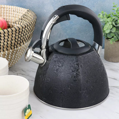 Mr. Coffee 3 Quart Stainless Steel Whistling Tea Kettle with Stay Cool Handle in Black