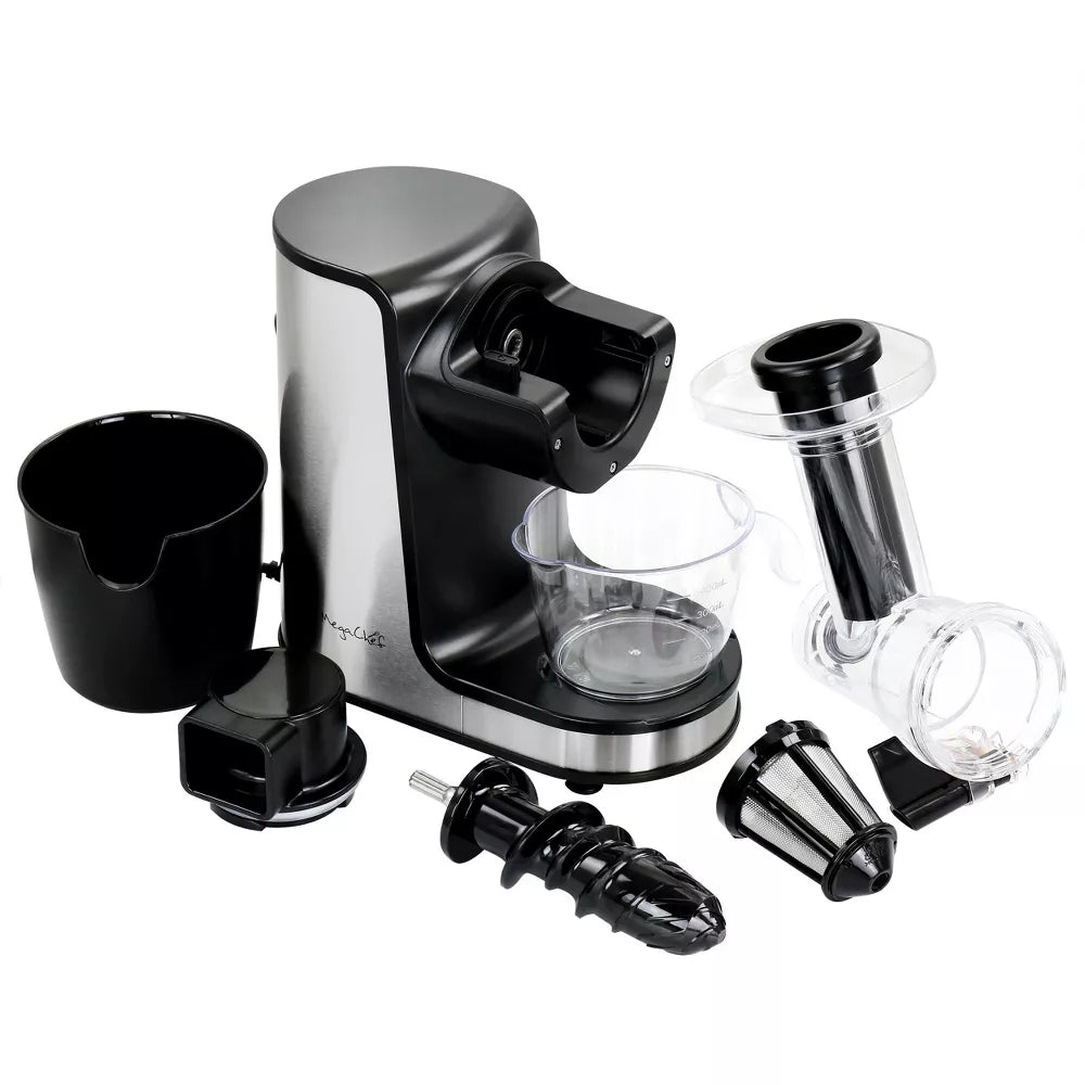 MegaChef Masticating Slow Juicer Extractor with Reverse Function, Cold Press Juicer Machine with Quiet Motor