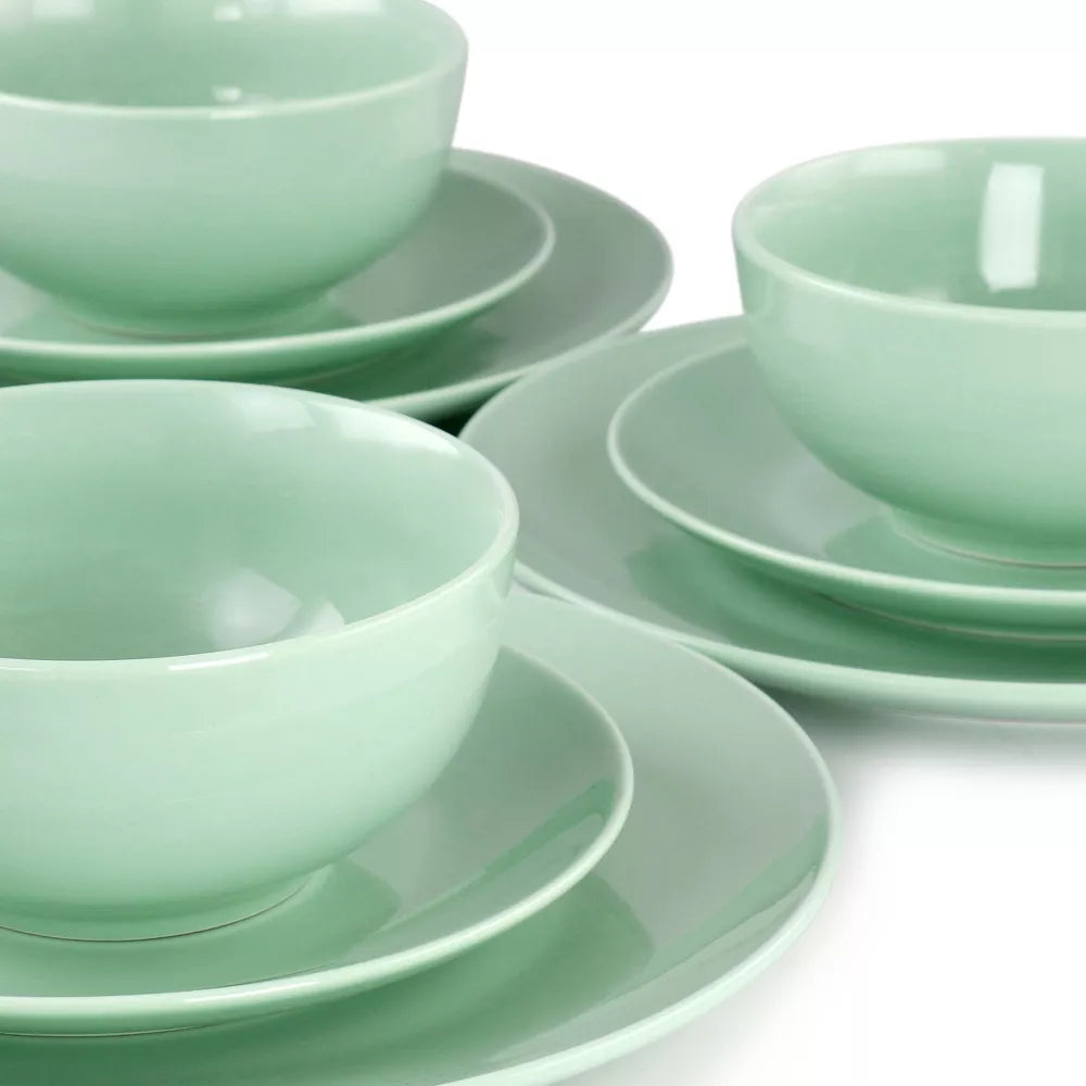 Elama Luna 18 Piece Porcelain Dinnerware Set in Mint