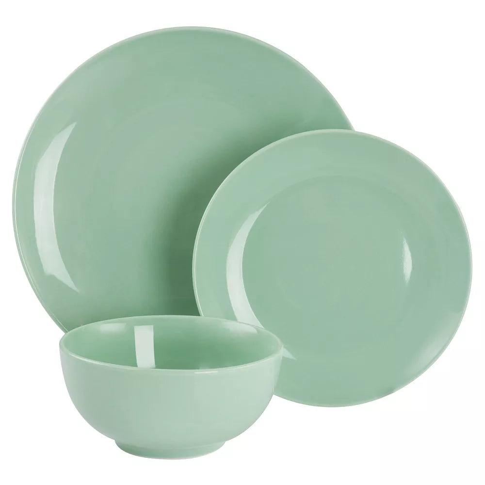 Elama Luna 18 Piece Porcelain Dinnerware Set in Mint