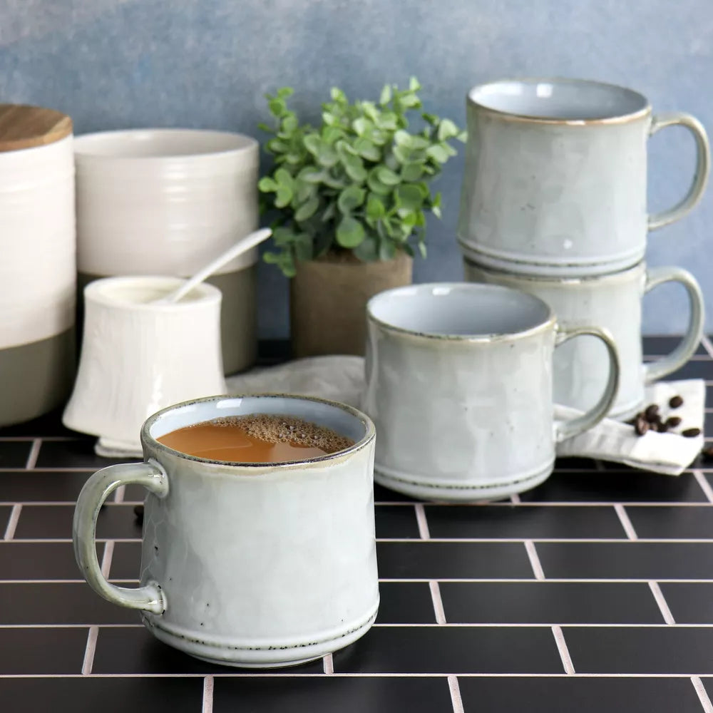 Gibson Home Picadelle 4 Piece 21oz Stoneware Mug Set in Light Grey