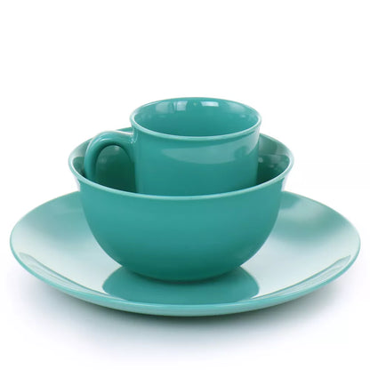 Gibson Home Mercer 12 Piece Round Stoneware Dinnerware Set in Teal Green