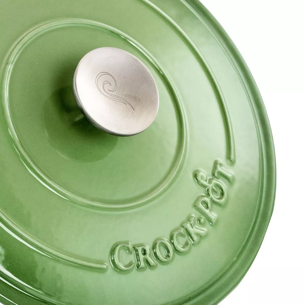 Crock-Pot Artisan 2 Piece 5 Quarts Enameled Cast Iron Dutch Oven in Pistachio Green