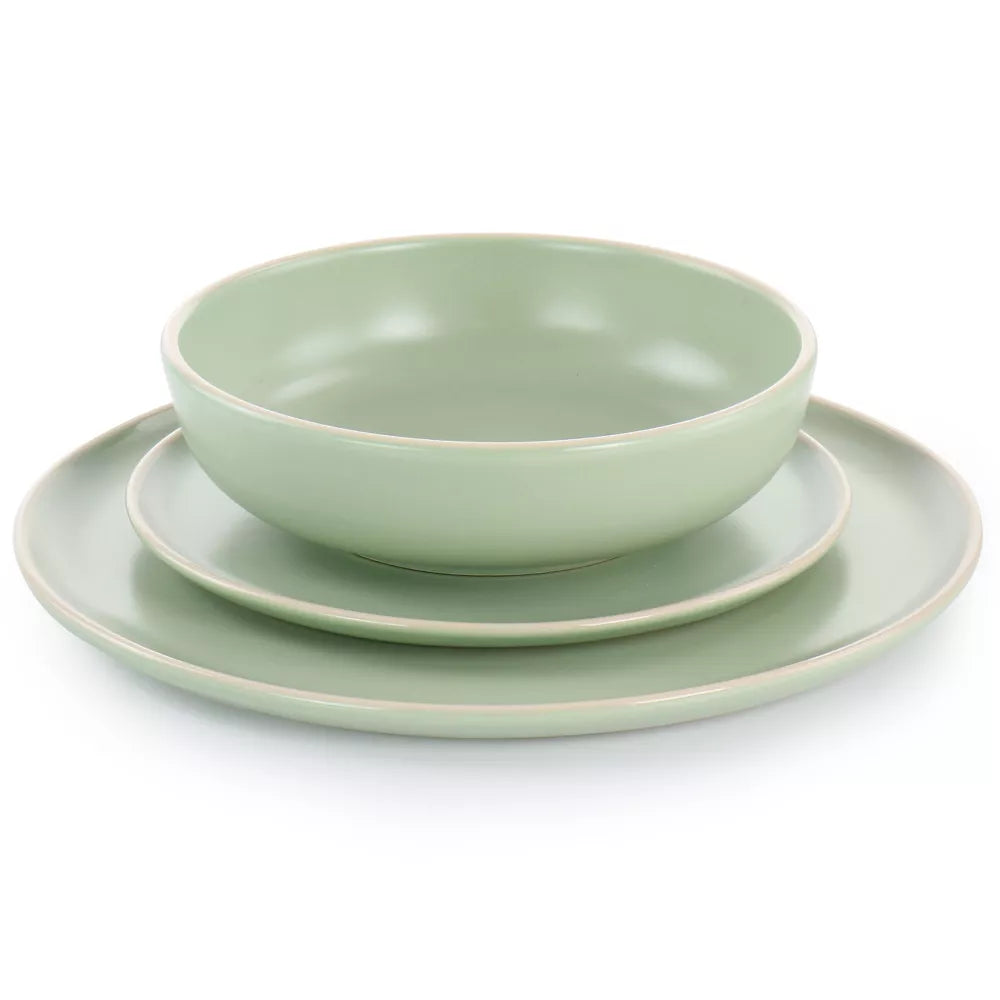 Gibson Elite Serenade 12 Piece Round Stoneware Dinnerware Set in Green