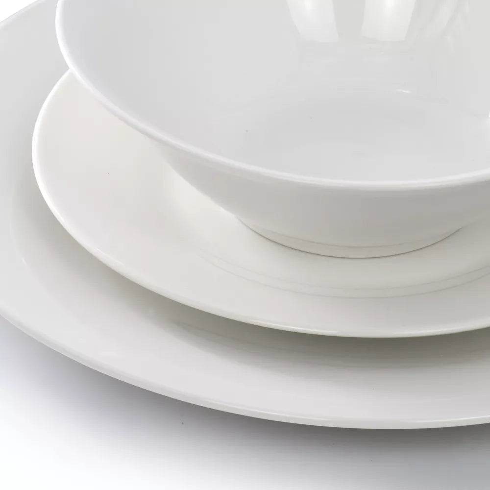 Gibson Home Everyday 12 Piece Round Fine Ceramic Dinnerware Set in White