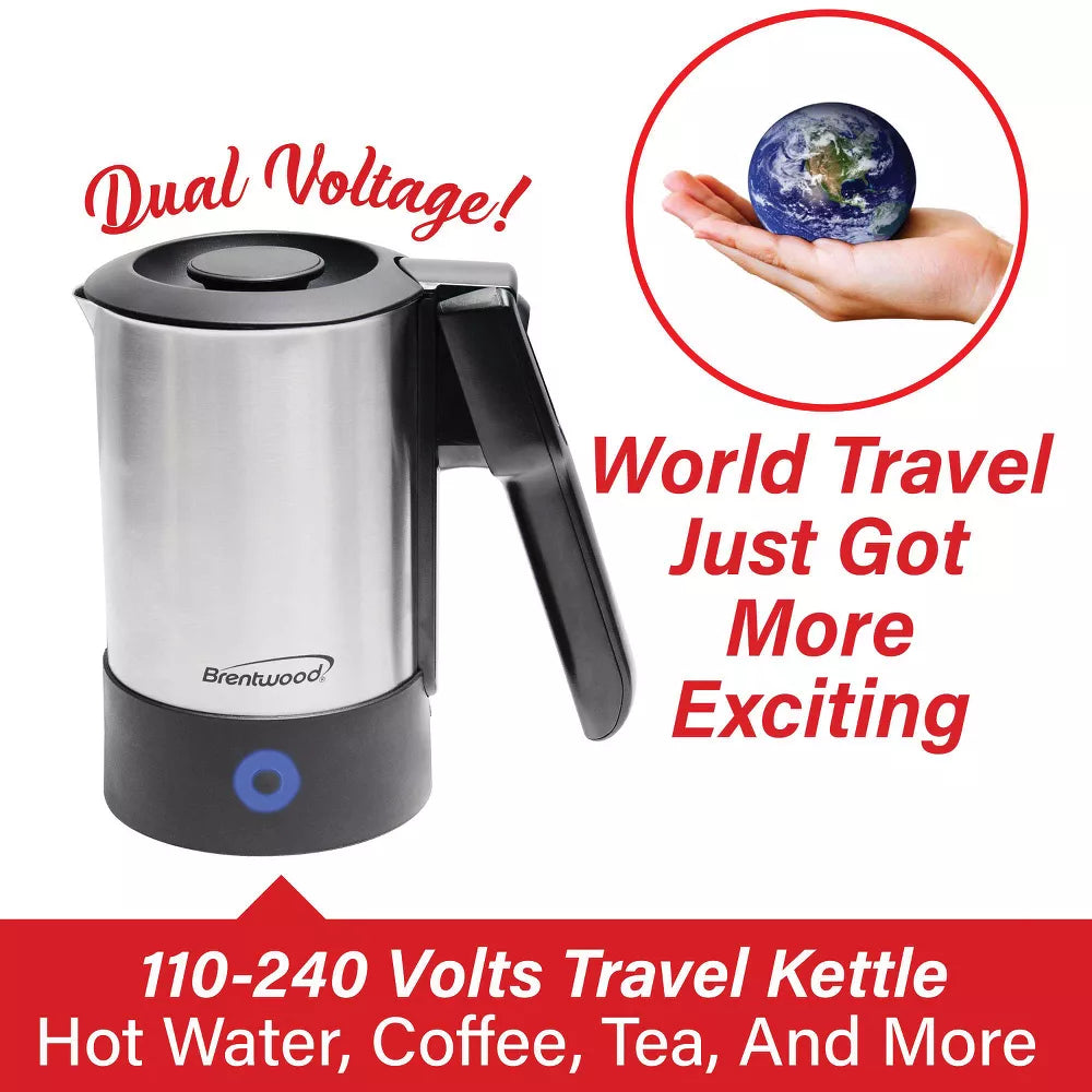 Brentwood 20 Ounce Stainless Steel Electric Travel Kettle