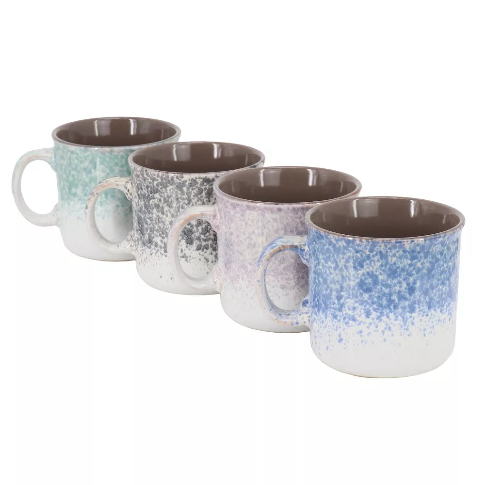 Gibson Home Blurry 4 Piece 19 Ounce Stoneware Straight Shape Mug Set in Assorted Colors