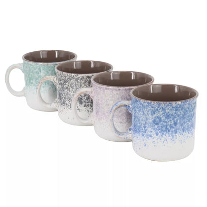 Gibson Home Blurry 4 Piece 19 Ounce Stoneware Straight Shape Mug Set in Assorted Colors