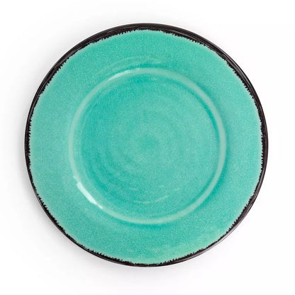 Elama Azul Banquet 12 Piece Lightweight Melamine Dinnerware Set in Turquoise