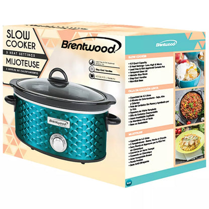 Brentwood Scallop Pattern 4.5 Quart Slow Cooker in Blue