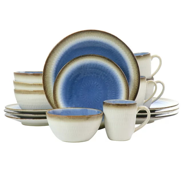 Gibson Elite Moonstruck 16 Piece Ceramic Dinnerware Set in Blue 130938.16