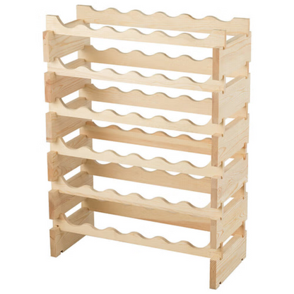 36 Bottles Stackable Wooden Wobble-Free Modular Wine Rack - Color: Natural