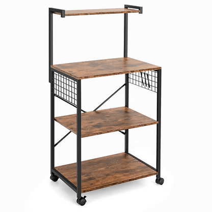 4-Tier Kitchen Baker's Rack on Wheels - Color: Brown