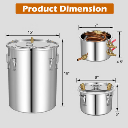 10 Gal 38 L Water Alcohol Distiller for DIY Whisky-10 Gal