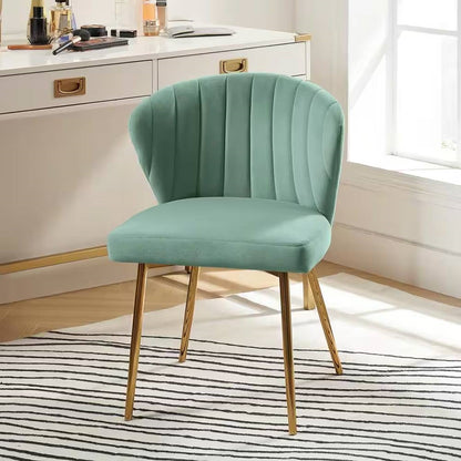 Sage Green Velvet Upholstered Wingback Accent Side Chair with Gold Metal Legs