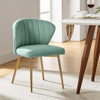 Sage Green Velvet Upholstered Wingback Accent Side Chair with Gold Metal Legs