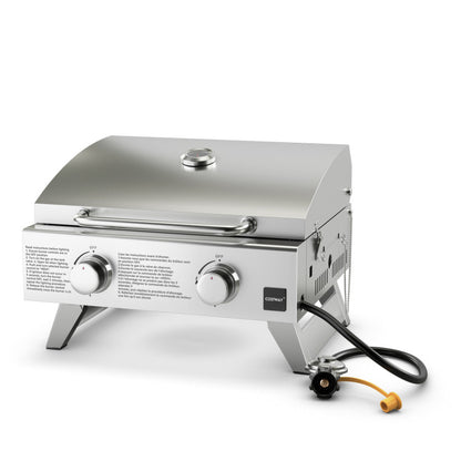 Stainless Steel Propane Grill with Lid for Outdoor Camping Tailgating Picnic Party-Silver