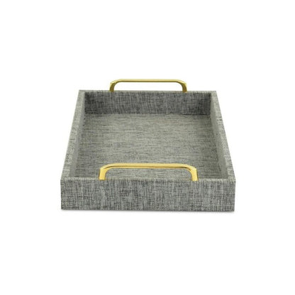 Gray Linen and Wooden Tray