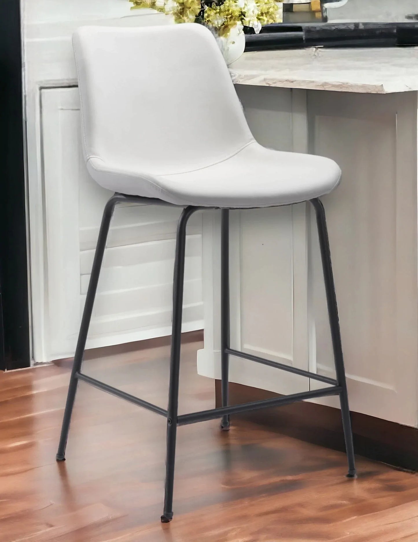 White and Black Top Shelf Modern Rugged Counter Chair