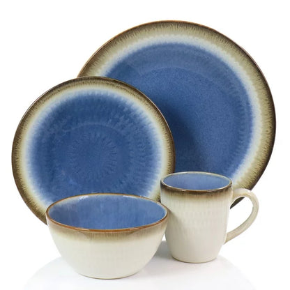 Gibson Elite Moonstruck 16 Piece Ceramic Dinnerware Set in Blue 130938.16