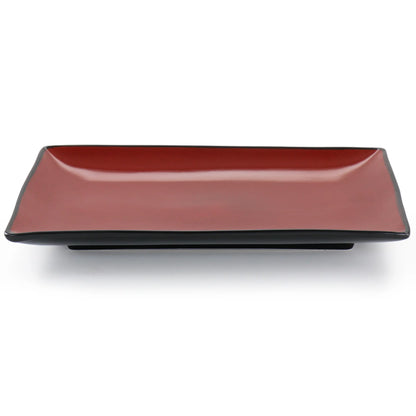 Gibson Home Urban Cafe 2 Piece 12 Inch Rectangle Stoneware Platter Set in Red