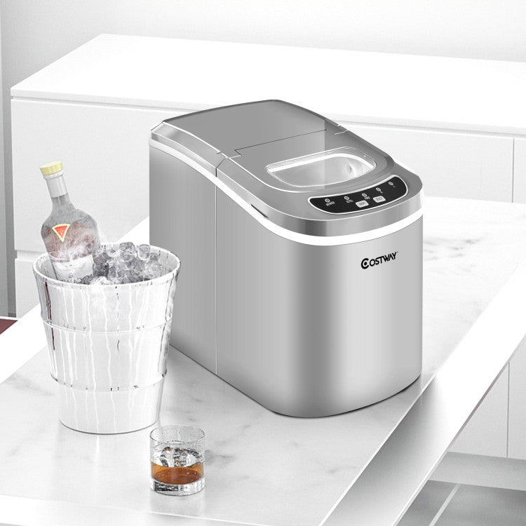 Mini Portable Compact Electric Ice Maker Machine-Silver - Color: Silver