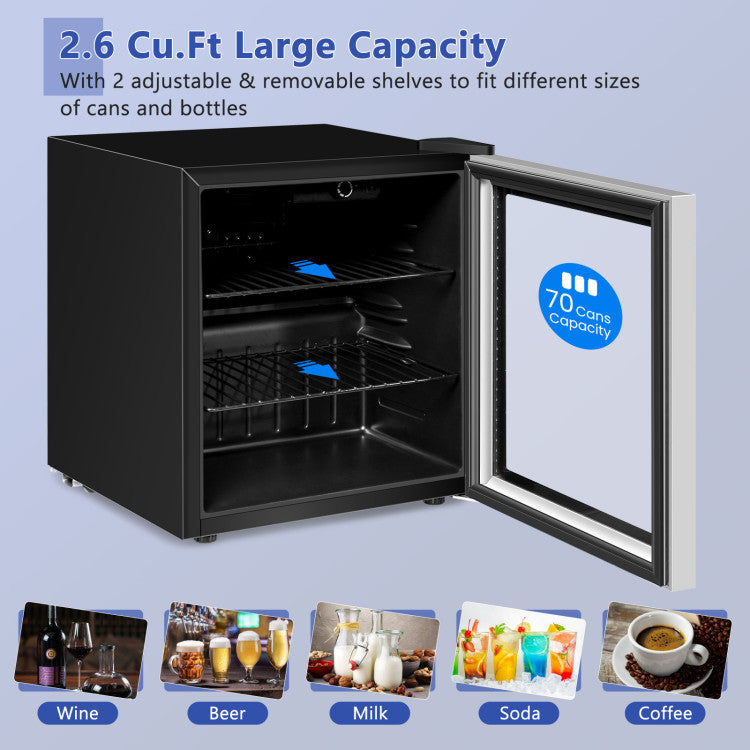 60 Can Beverage Mini Refrigerator with Glass Door