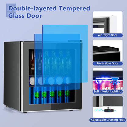 60 Can Beverage Mini Refrigerator with Glass Door