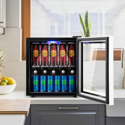 60 Can Beverage Mini Refrigerator with Glass Door